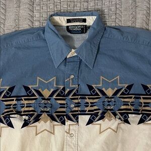 Brooks & Dunn Blue and Cream Geometric Shirt